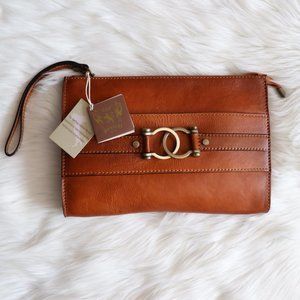 NEW Pratesi Italian Leather Brown Clutch